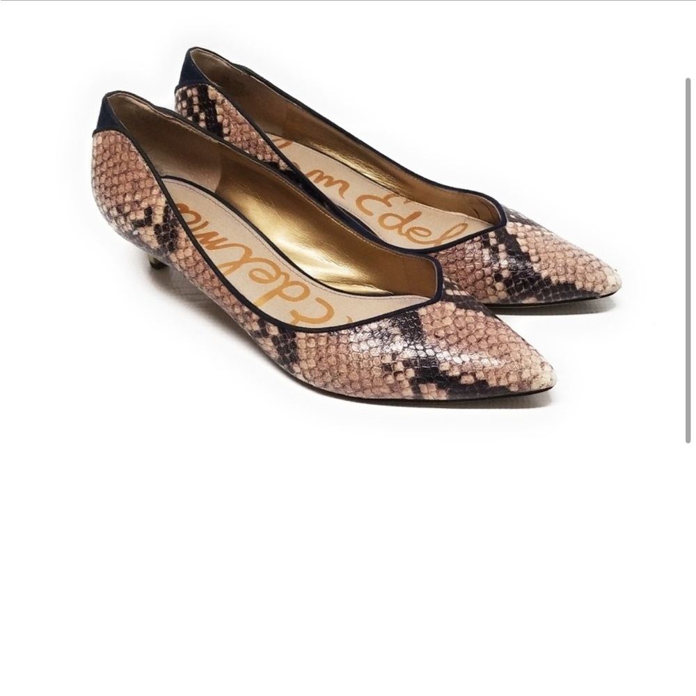 SAM EDELMAN "Laura" Snakeskin Kitten Heels 8.5